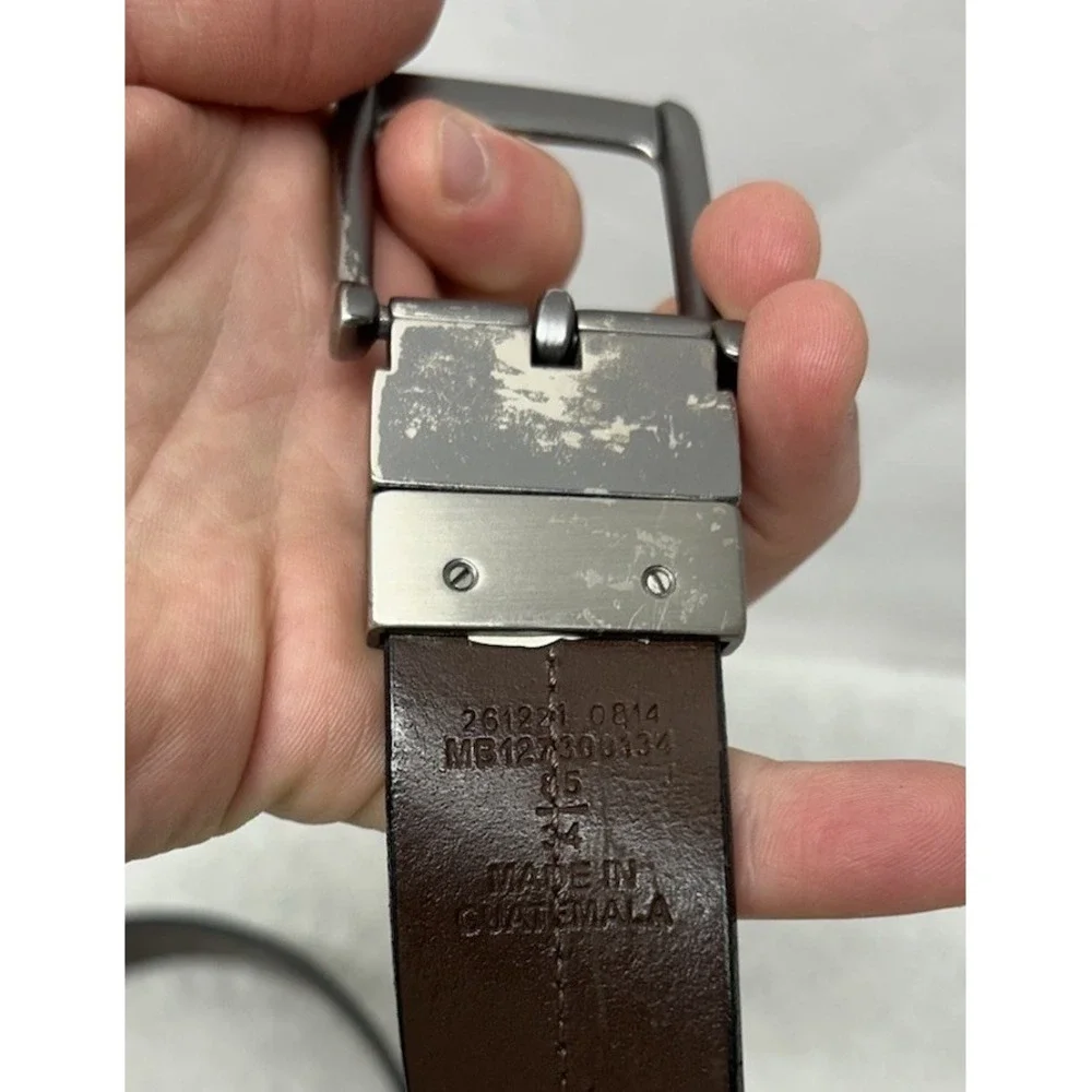 Fossil Mens Size 34 Brown Black Reversible Leather Adjustable Belt